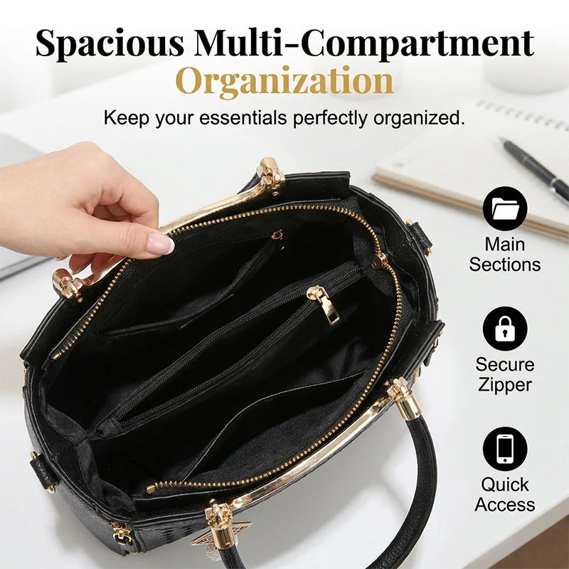 👜 LIMITED-TIME 50% OFF! ✨ Women's Top-Handle Satchel – V-Stitched, Gold Hardware, Multi-Compartment 🌸 - Image 7