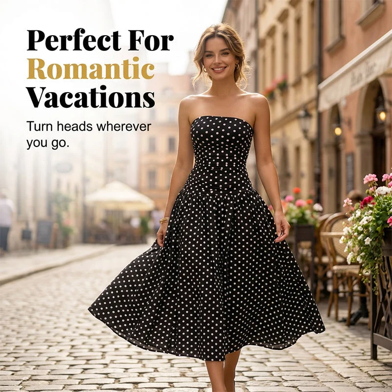 ✨ Women's Polka Dot Strapless Dress - Elegant Vacation Essential! ✨ - Image 17