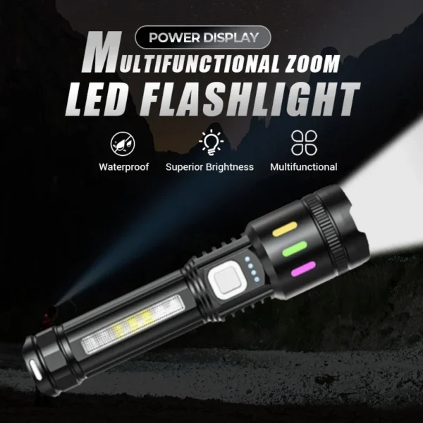 π 49% OFF! π Multifunctional Zoom LED Flashlight with Power Display β 500m Range, USB-C & 4 Lighting Modes