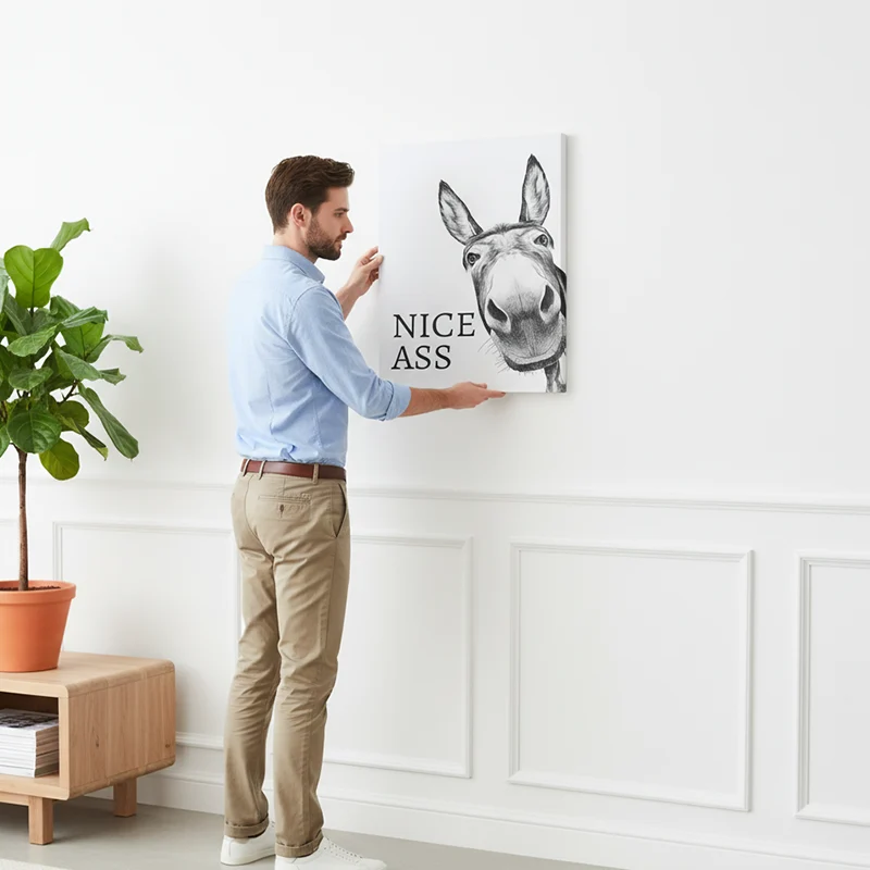 Funny Black and White Donkey Wall Art - Image 8