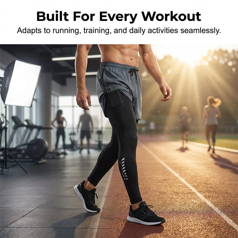 Men's 2-in-1 Running Tights with Shorts - Image 2