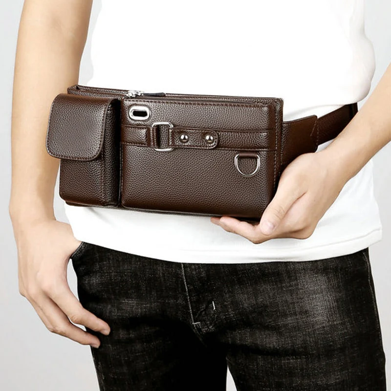 Men's Portable Business-Style Leather Waist Bag - Image 3