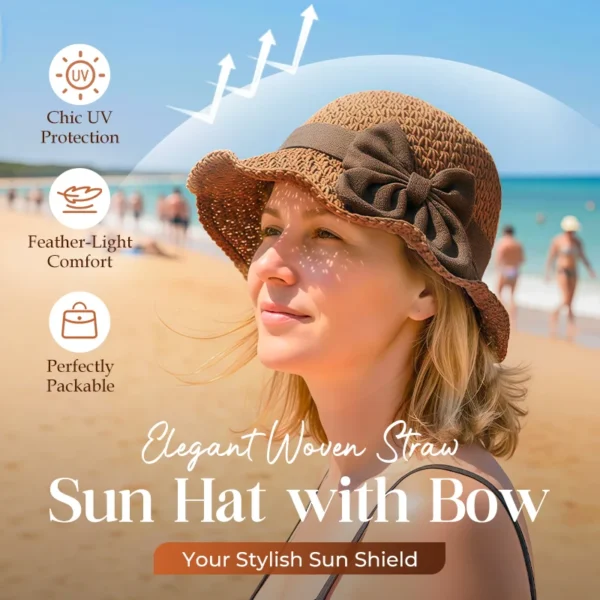 💥Hot Sales-49% OFF🔥Elegant Woven Straw Sun Hat with Bow