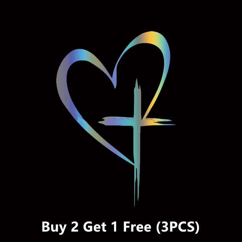 Glitter Heart Cross Car Decal Sticker - Image 33