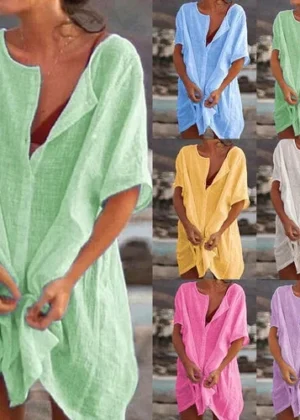 Women's Summer Cotton Casual Loose Short sleeve shirt