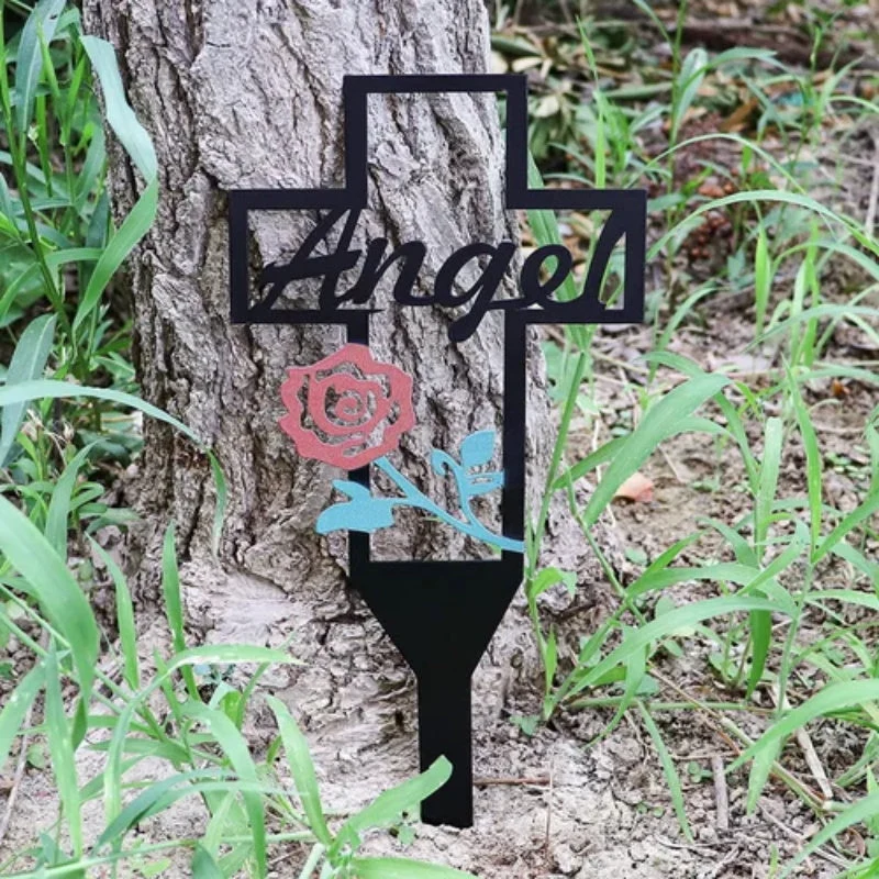💖🎁Metal Cross Stake Insert Plaque for Cemetery Memorials - Image 2