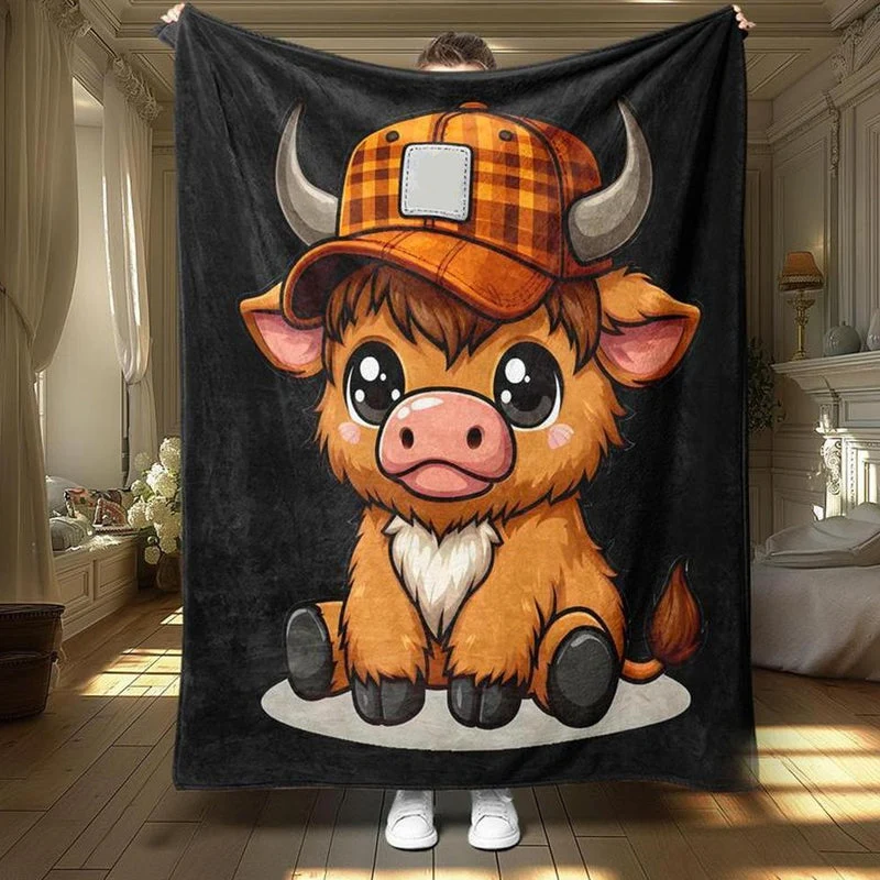 Soft & Cozy Cartoon Cow Blanket - Image 3