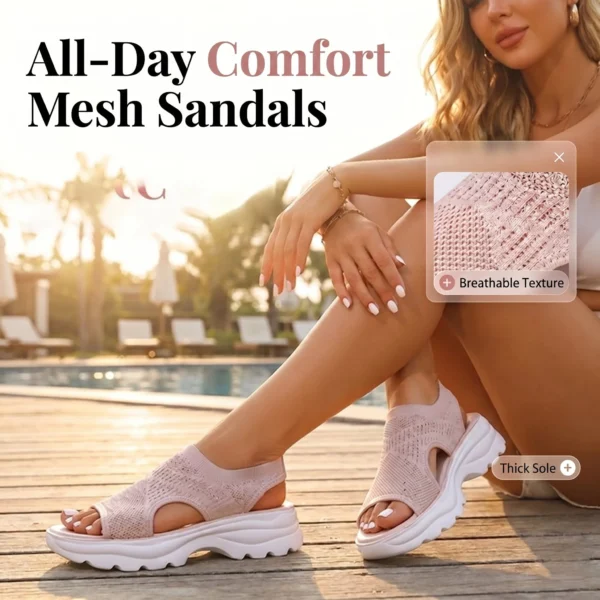 Breathable mesh platform sandals for women