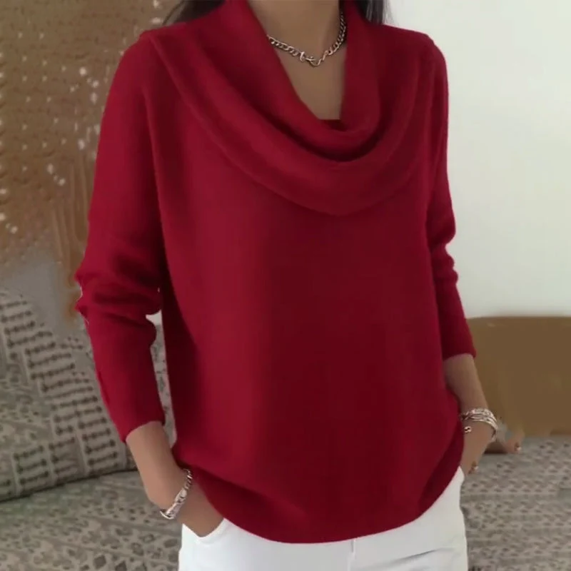 Women’s Elegant Cozy Cowl Collar Sweater - Image 4