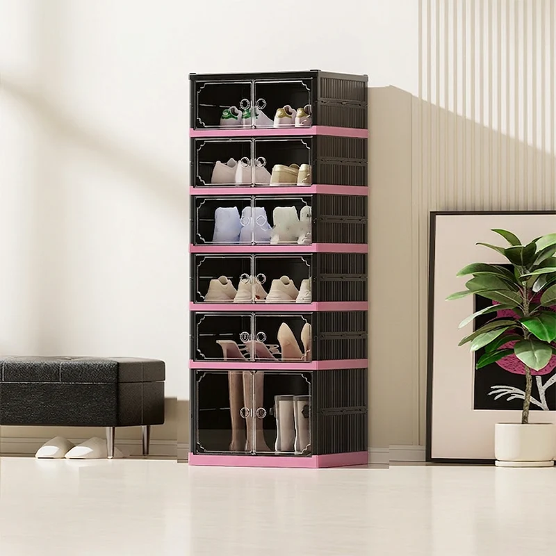 Foldable & Stackable Shoe Cabinet with Clear Doors - Image 13
