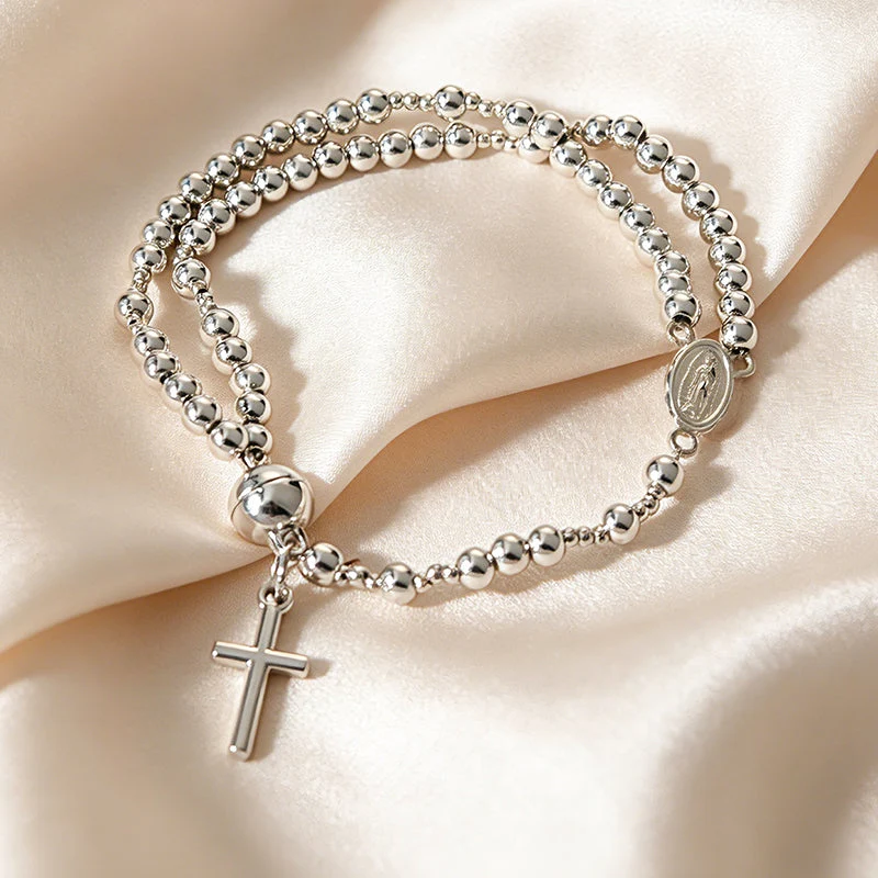 Double-Wrap Rosary Beaded Bracelet - Image 15