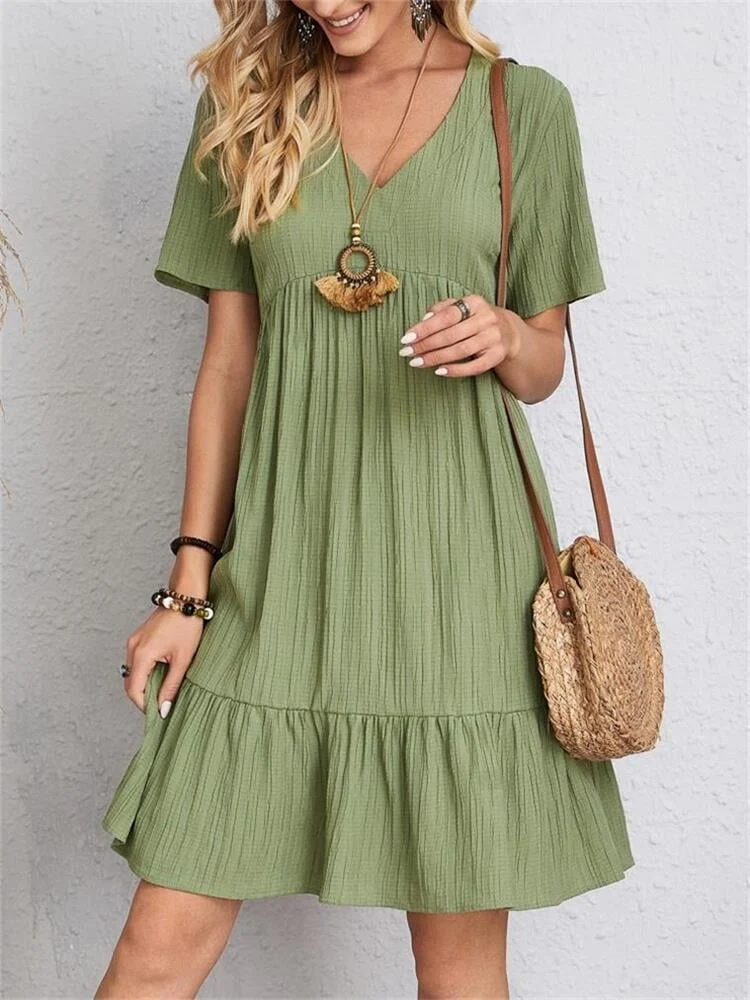 🔥Hot Sale 49% OFF💝Retro V-neck Loose Casual Dress - Image 3