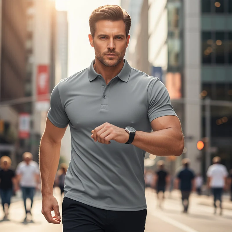 Men's Quick-Dry Short-Sleeve Lapel T-Shirt - Image 2