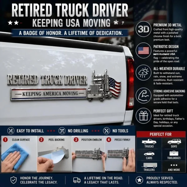 🎁Hot Sale 49% OFF🔥Retired Truck Driver Car Emblem Badge