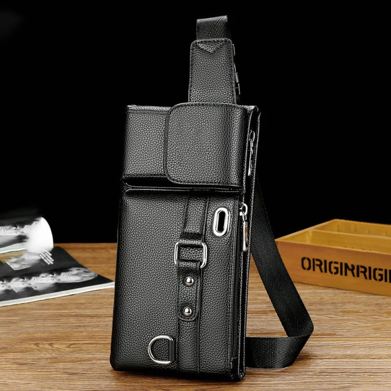 Men's Portable Business-Style Leather Waist Bag - Image 2