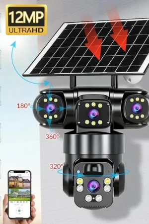 6K 9MP Outdoor Wi-Fi Security Camera | 10x Zoom, 3 Lenses, 360° PTZ | IP66 Waterproof, Color Night Vision, Two-Way Audio, Motion Tracking