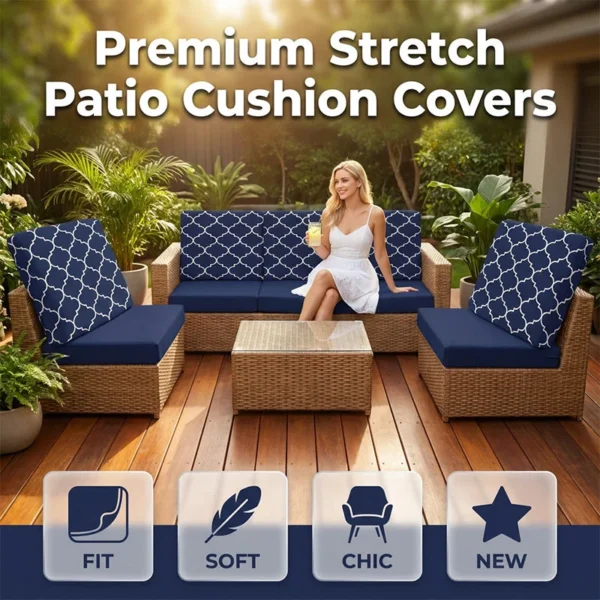 🛋️ LIMITED-TIME 50% OFF! ✨ Patio Sofa Cushion Cover – Stretch, Water-Resistant ✨