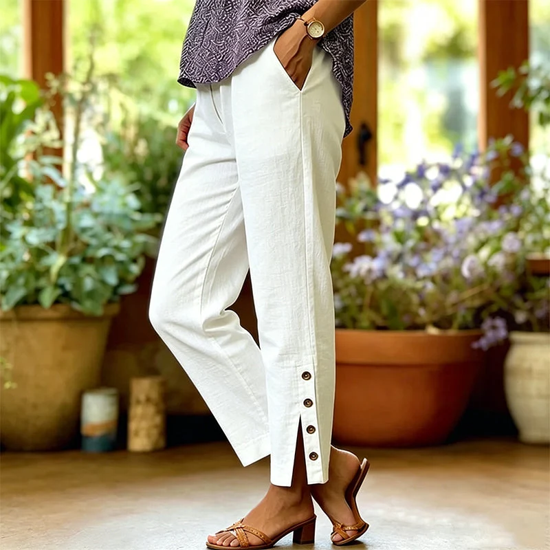 Summer Breathable Cropped Trousers with Pockets - Image 10