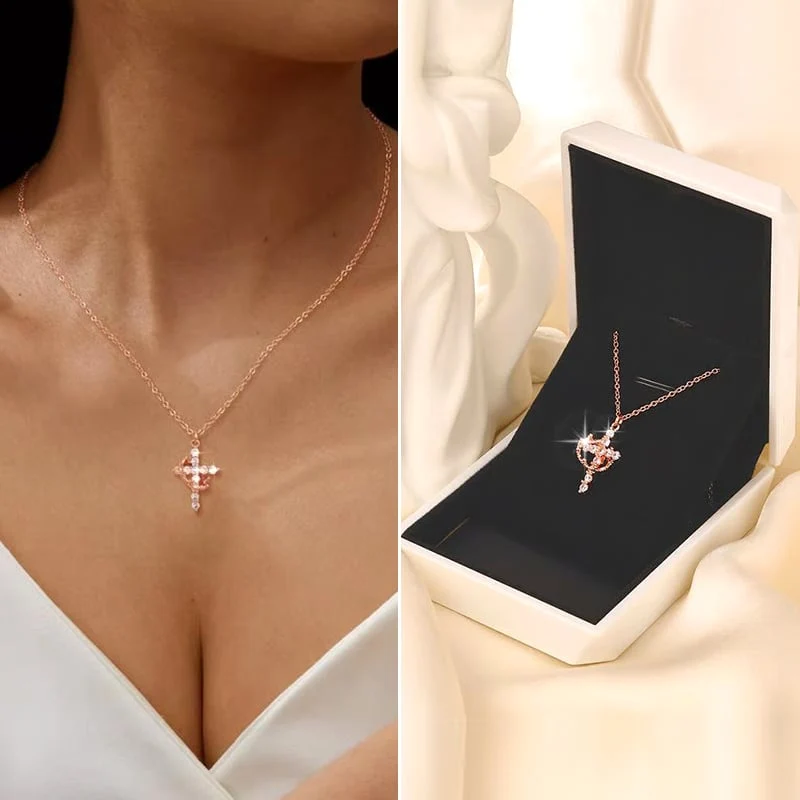 👑✝️Simple Crown & Cross Pendant Choker Necklace - Image 9