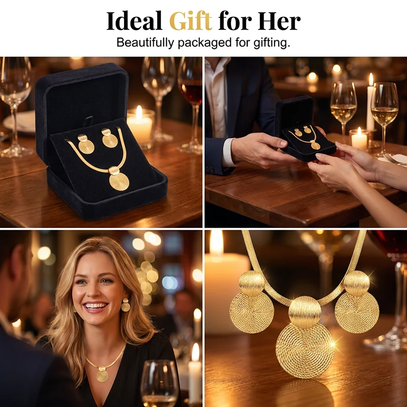 π 50% OFF NOW! β¨ Modern Chic Necklace & Earring Set β Gold finish, geometric design & lightweight β perfect for daily elegance or gifting π« - Image 4