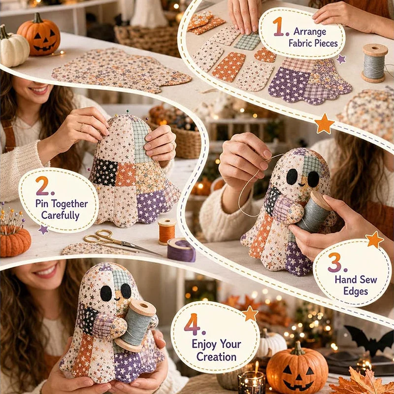 šLittle Ghost's Cozy Halloween DIY Patchwork Kit - Image 8