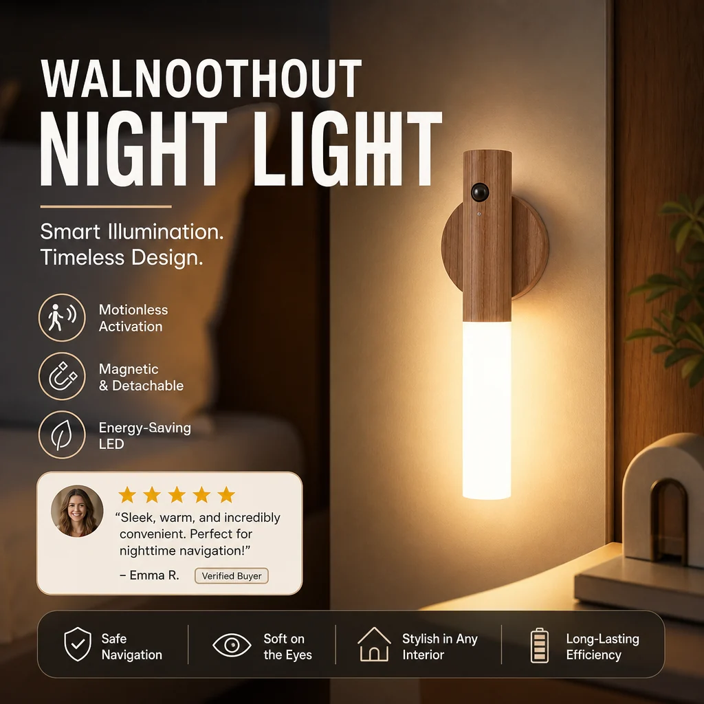 ✨ Walnoothout Motion Sensor Night Light – High-End Aesthetics, Magnetic & Energy-Saving (Designer Lighting for Stylish Interiors & Safe Navigation!) - Image 5