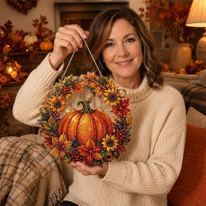 🎁 Hot Sale 49% OFF 🔥Pumpkin Diamond Art DIY Hanging Ornament Kit