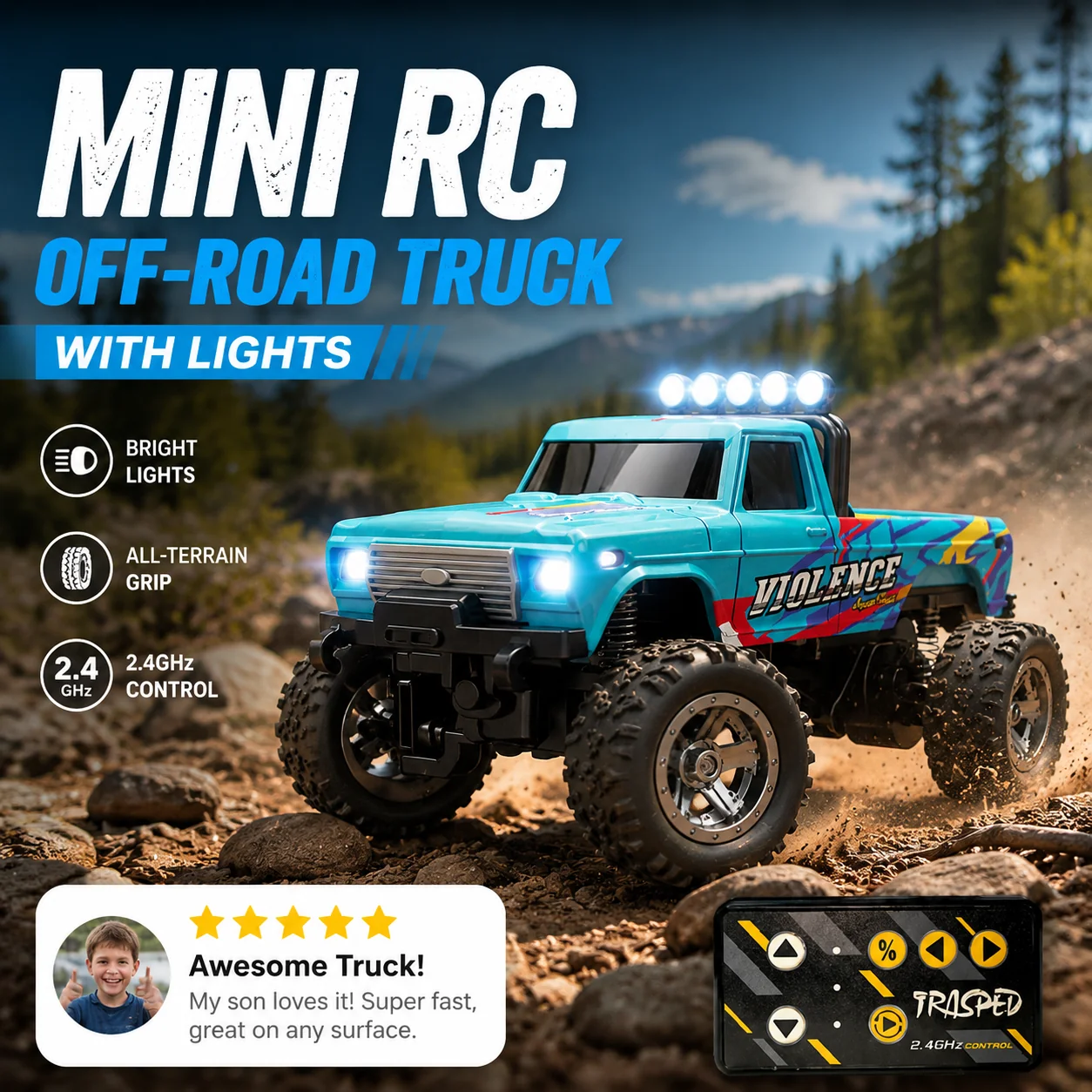 🎁HOT SALE 50% OFF! 🏎️ Mini RC Off-Road Truck with Lights - Image 4