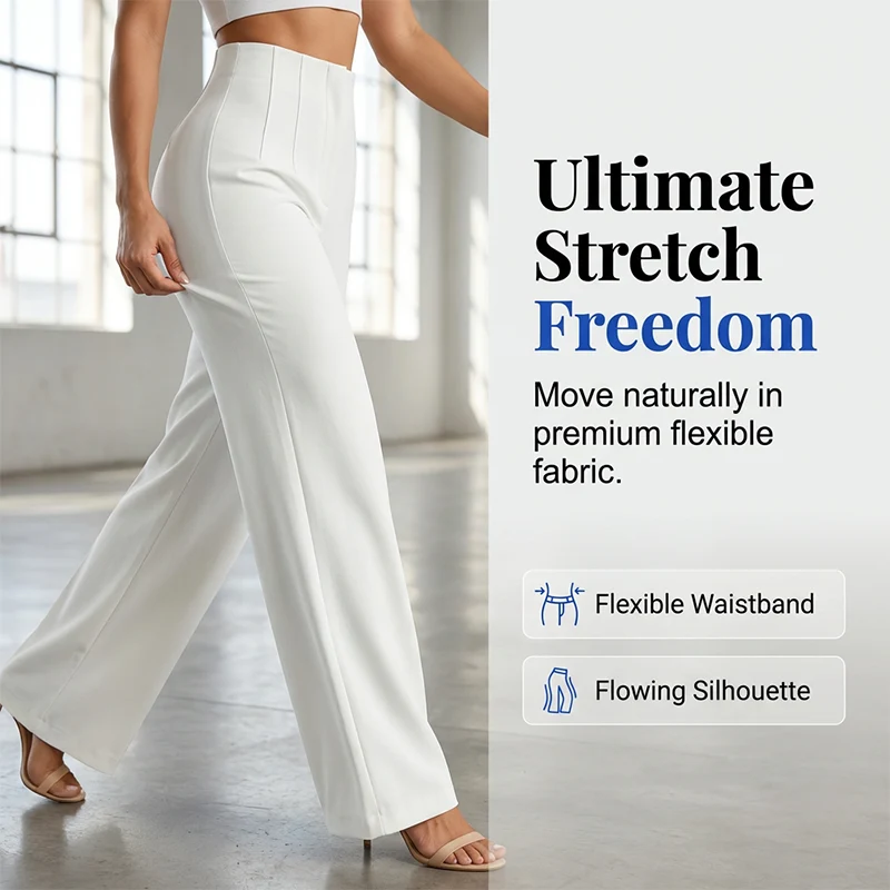 Women’s Solid Color Casual Wide Leg Pants - Image 4