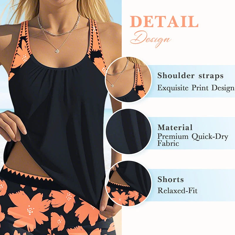 🏖️Summer Hot Sale 53% OFF🌼Women's Print Tankini & Shorts 2-Piece Swimwear Set - Image 2