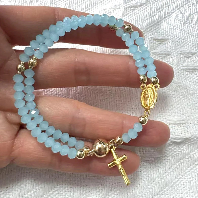 Double-Wrap Rosary Beaded Bracelet - Image 3