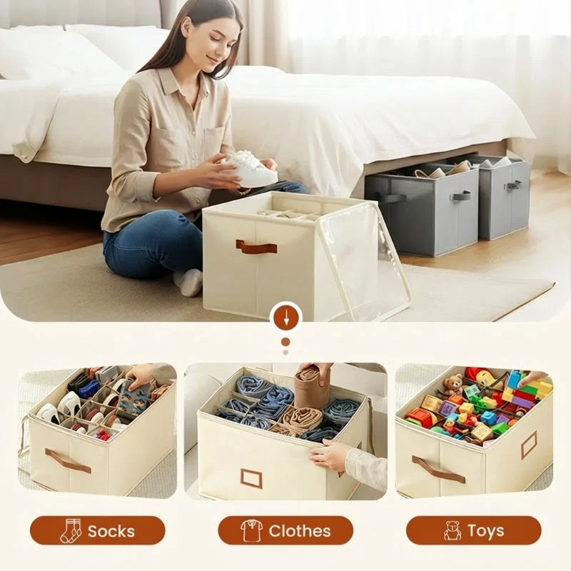 📢📢50% OFF !!!⏰ Fabric Shoe Organizer Storage Box👟– Foldable Design, Large Capacity, Dustproof & Breathable, Space-Saving for Closet & Bedroom 🧺 - Image 15