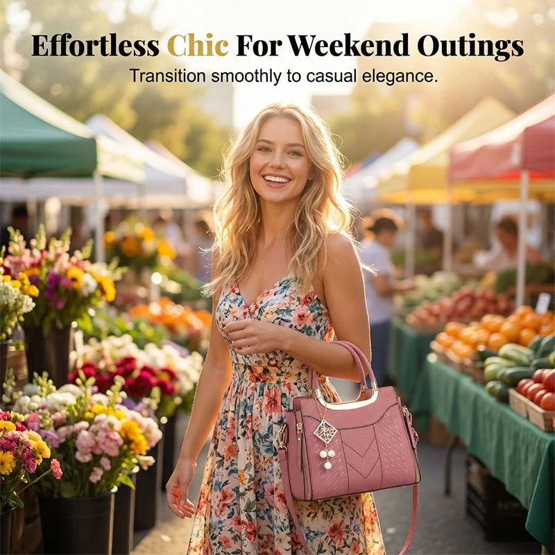 👜 LIMITED-TIME 50% OFF! ✨ Women's Top-Handle Satchel – V-Stitched, Gold Hardware, Multi-Compartment 🌸 - Image 11