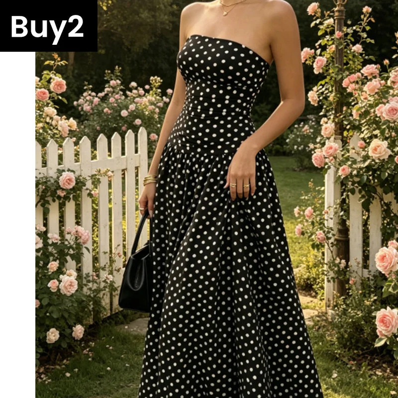 ✨ Women's Polka Dot Strapless Dress - Elegant Vacation Essential! ✨ - Image 9