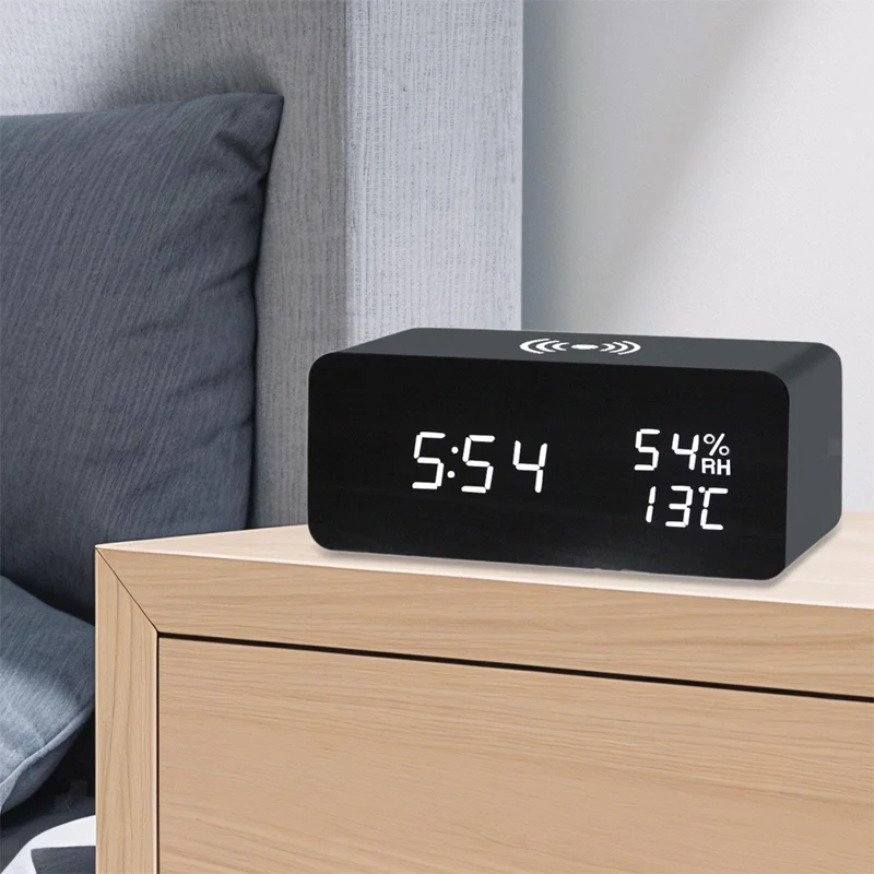 LED Digital Alarm Clock with Wireless Charging Station - Image 3