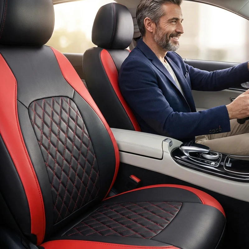 🎁🚗9-Piece Universal Fit Leather Car Seat Cover Set - Image 3