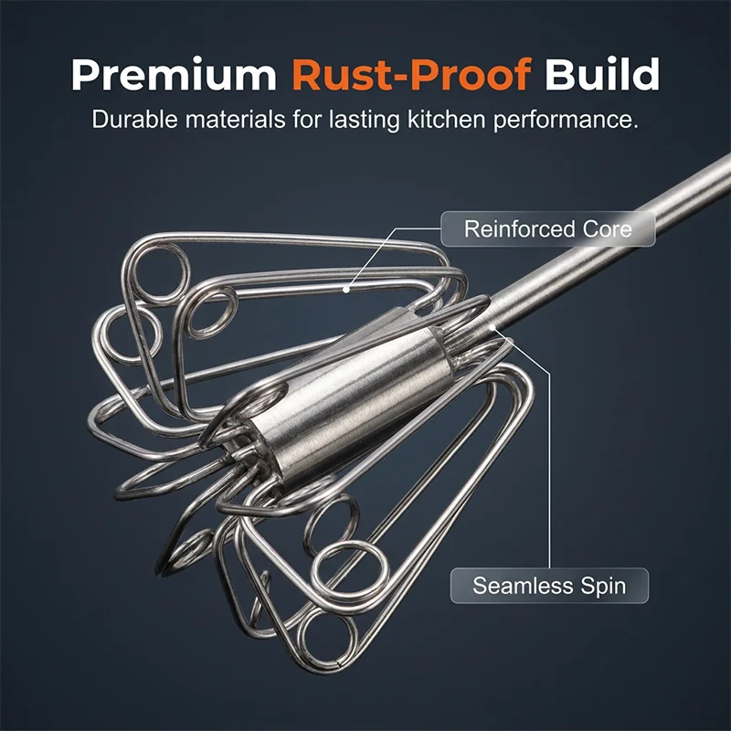 🔥LAST DAY SALE - 50% OFF🔥Stainless Steel Semi-Automatic Hand Egg Beater - Image 3