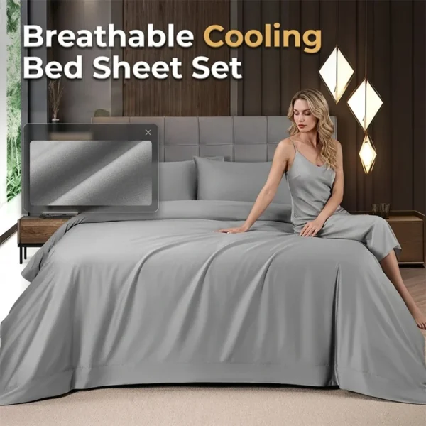 Breathable Solid Color Cooling Bed Sheet Set