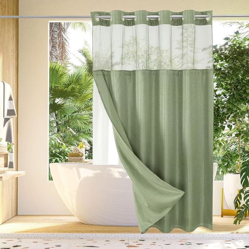 Waffle Pattern Shower Curtain - Image 7