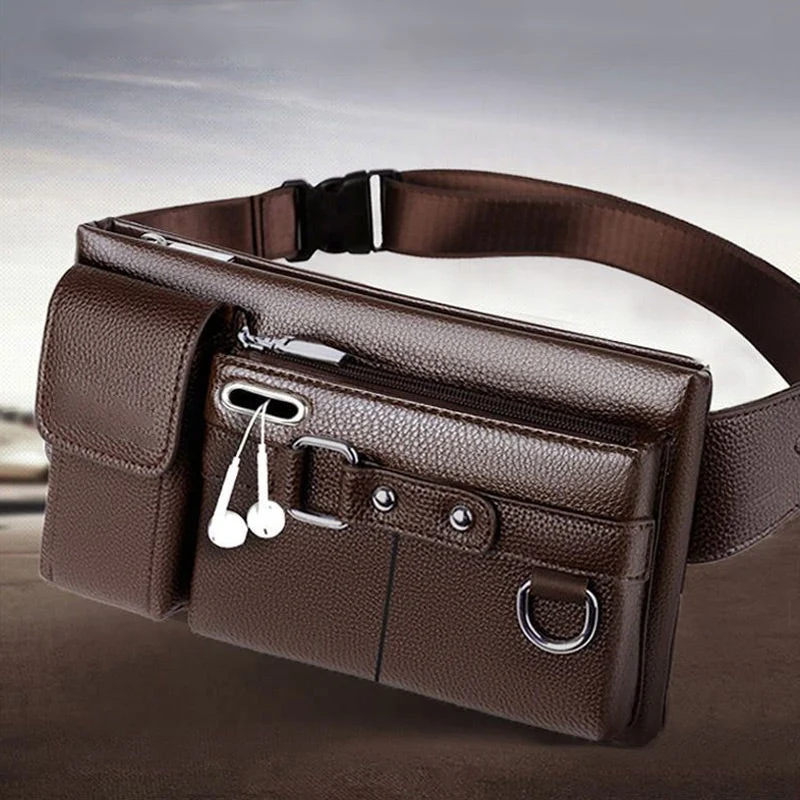 Men's Portable Business-Style Leather Waist Bag - Image 7