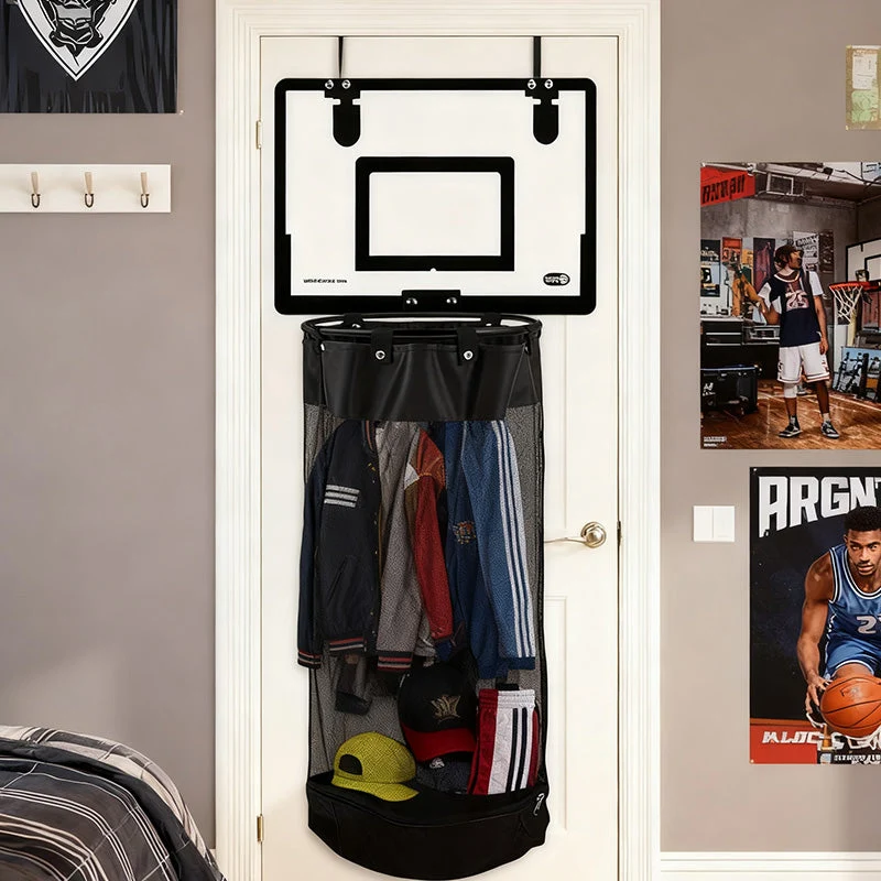🎉FLASH DEAL 50% OFF – Over-the-Door Basketball Laundry Hamper | Creative Score Game, Big Black Mesh Net, Acrylic/Wood Backboard, No-Drill Install 🚪🏀 - Image 8