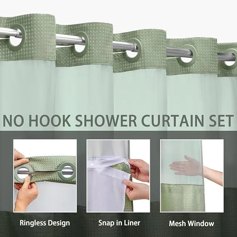 Waffle Pattern Shower Curtain - Image 10