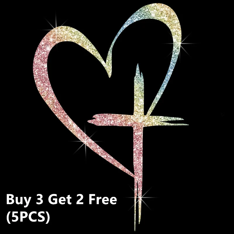 Glitter Heart Cross Car Decal Sticker - Image 15