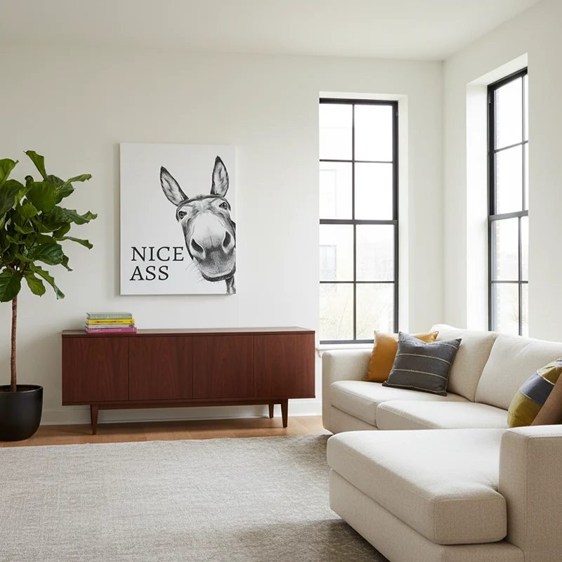 Funny Black and White Donkey Wall Art - Image 7