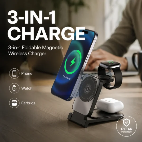3-in-1 Foldable Magnetic Wireless Charger