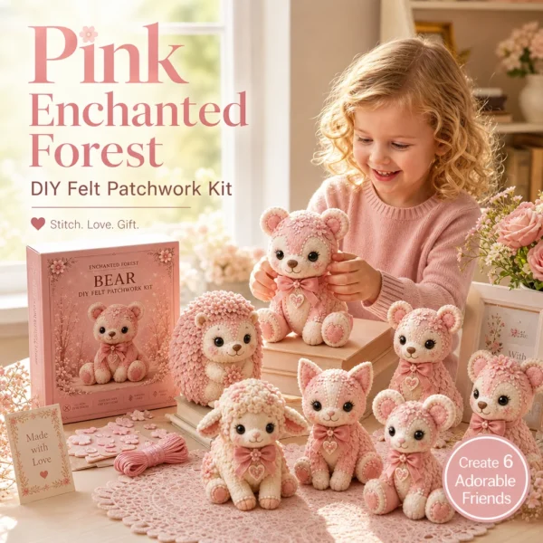 🎀50% OFF🎁Pink Enchanted Forest DIY Felt Patchwork Kit
