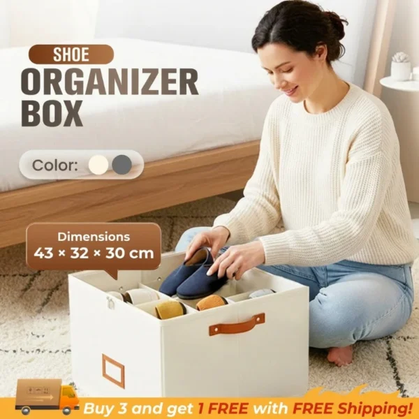 π’π’50% OFF !!!β° Fabric Shoe Organizer Storage Boxπβ Foldable Design, Large Capacity, Dustproof & Breathable, Space-Saving for Closet & Bedroom π§Ί