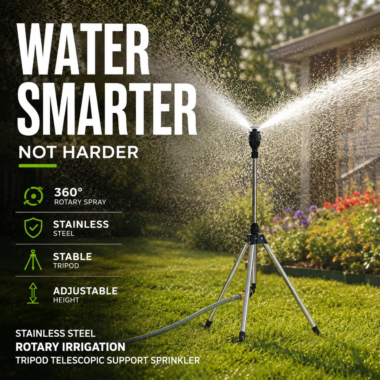 🎁 Hot Sale 49% OFF 🔥Stainless Steel Rotary Irrigation Tripod Telescopic Support Sprinkler