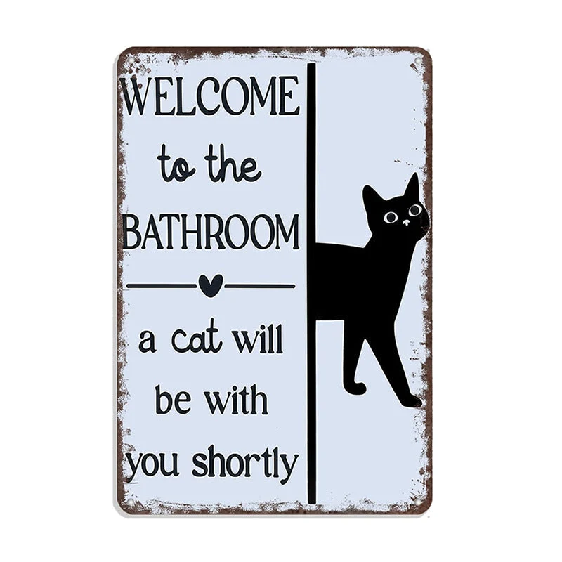 Cute Cat Bathroom Decor Sign - Image 10
