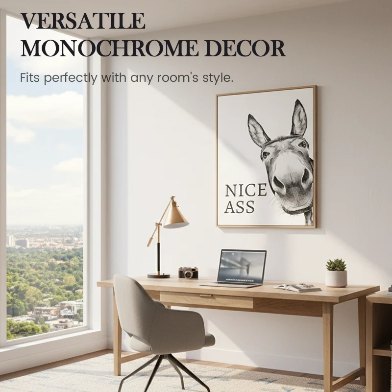 Funny Black and White Donkey Wall Art - Image 5